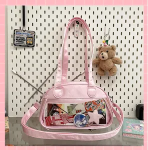 Pink Ita Bag Shoulder Crossbody Bag Clear Window Anime Display Cute PU Leather Bag