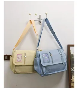 Japanese style canvas messenger bag transparent itabag cute student shoulder crossbody bag