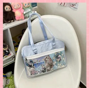 Japanese JK uniform ita bag light blue shoulder crossbody bag with clear display window