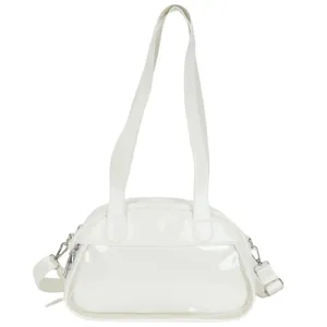 White clear window ita bag, versatile shoulder crossbody bag for women, spring summer style.