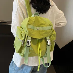 Lightweight waterproof nylon backpack for travel outdoor sports large capacity green daypack
