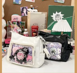 Large capacity transparent single shoulder ita bag casual tote bag for anime students