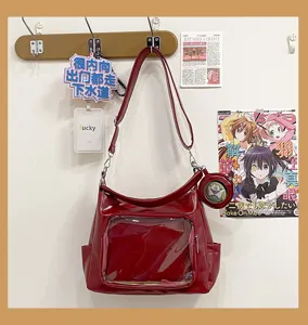 Red transparent ita bag large capacity shoulder crossbody tote bag for anime merch
