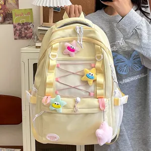 Zaino in stile coreano con tasche multiple casual simpatico borsa per scuola e lavoro