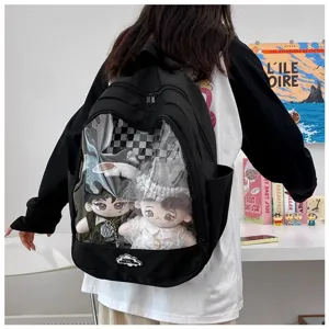 Zaino ita trasparente nero grande capacità borsa scolastica per esposizione di peluche