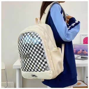 Zaino ita trasparente finestra chiara scozzese borsa a zainetto casual per studenti e ragazze
