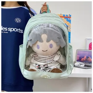 Zaino Ita Bag trasparente per bambole di peluche da 40cm, borsa scolastica casual per studenti.