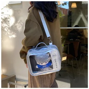 Silver TV shaped clear window ita bag crossbody cute transparent doll bag for daily use