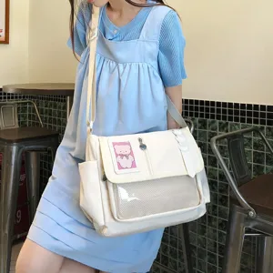 Japanese ins style cute girl messenger bag transparent ita bag student shoulder bag.