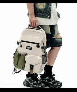 Japanese street style casual backpack for students and travel with large capacity pockets.