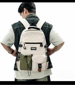 Japanese style large capacity campus backpack with multi pockets for daily use and travel.