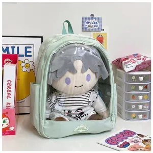 Zaino ita bambola trasparente grande capacità borsa scolastica con finestra per peluche