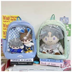 Zaino ita trasparente per bambole e gadget anime. Grande capacita borsa scolastica per studenti.