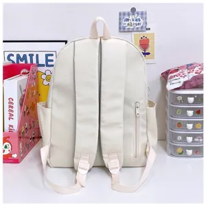 Zaino scolastico per studenti in tinta unita minimalista zaino casual beige chiaro
