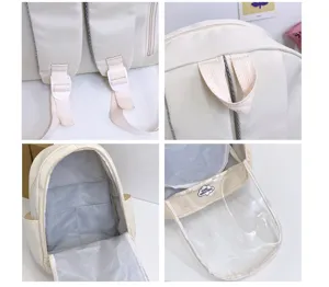 Zaino ita trasparente beige grande capacità borsa da scuola per studenti uso duplice