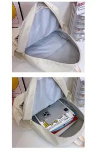 Zaino da studente beige grande capacita borsa da scuola casual uso quotidiano stile design