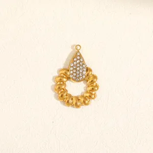 Detalle colgante gota estrás de acero inoxidable para joyería DIY de collares.