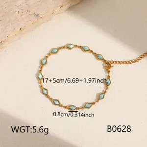 Stainless steel bracelet for women, 18k gold plated luxury jewelry, elegant gemstone chain