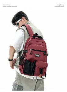 Japanese trendy large capacity school backpack detail view showing functional storage.