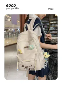 Casual καμβά σχολικό σακίδιο για κορίτσια, μεγάλη χωρητικότητα ταξιδιού με όμορφα αστεράκια.