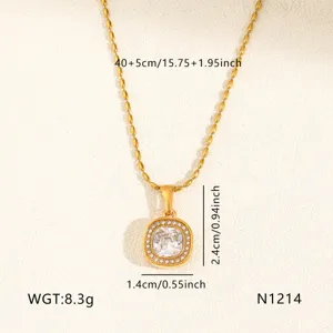 Gold square paved diamond pendant necklace detail view showing exquisite craftsmanship and texture.
