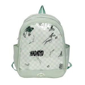 Zaino trasparente grande capacita borsa da scuola per studenti elegante verde alla moda