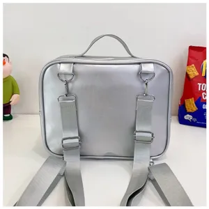 Silver multi-functional ita backpack for women, cute doll bag and shoulder bag for daily use.