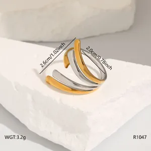 Two-tone open ring modern minimalist geometric jewelry fashion accessory for women daily wear
