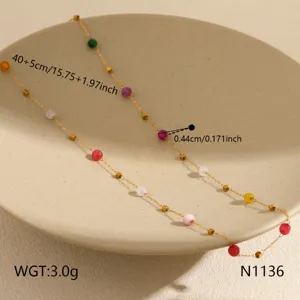 Europe US style stainless steel colorful beaded necklace titanium steel jewelry item