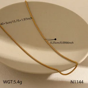 Minimalist 18k gold tone titanium steel clavicle chain necklace, elegant and stylish jewelry.