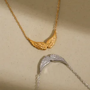 Gold silver angel wing stainless steel necklace chic clavicle chain aesthetic jewelry piece