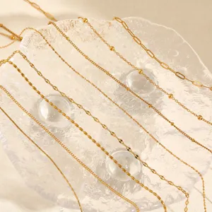 Gold stainless steel necklace details showcasing delicate chain styles and premium shine.