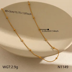 Minimalist stainless steel beaded gold necklace elegant clavicle chain for women daily wear