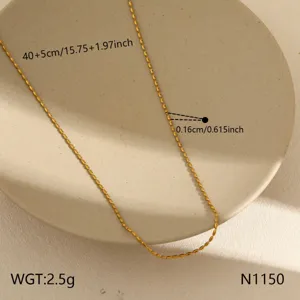 Minimalist gold beaded collar chain necklace, elegant stainless steel jewelry for women.