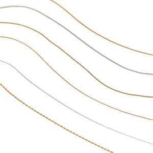 Minimalist stainless steel chain necklace set, elegant gold and silver stacking jewelry.