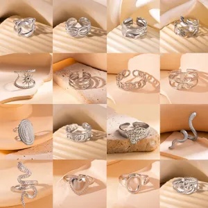 Minimalistisch 304 Edelstahl Offen Ringe Für Damen Herren Unregelmäßig Geometrisch Poliert Verstellbar Statement Fingerring Schmuck Geschenk