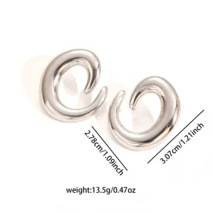 Silver geometric hook earrings minimalist modern stainless steel fashion jewelry for women