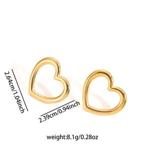 Gold heart stud earrings for women fashion geometric minimalist stainless steel jewelry accessory