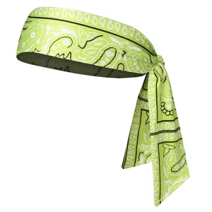 Bandeau de sport imprimé cachemire vert néon, bandeau de fitness élégant pour hommes et femmes.