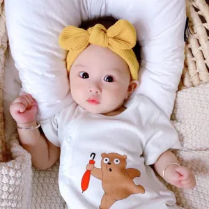 Carino cerchietto annodato per neonato bambino piccolo fiocco accessori capelli giallo