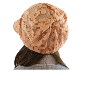 Women floral lace cap breathable newsboy hat hollow out beret spring autumn sun hat