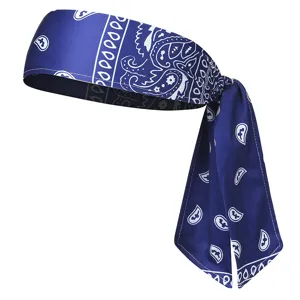 Bandeau cachemire bleu, bandeau de sport à nouer, accessoire de coiffure tendance.