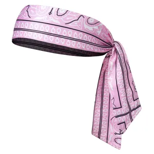 Detail bandeau de sport motif cachemire rose, bandeau cheveux respirant fitness pour course.