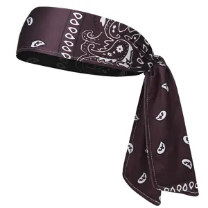 Bandeau de sport imprimé cachemire marron pour fitness course entraînement gym actif.