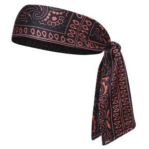 Bandeau de sport imprimé cachemire pour hommes et femmes, bandeau de course noir et rouge.