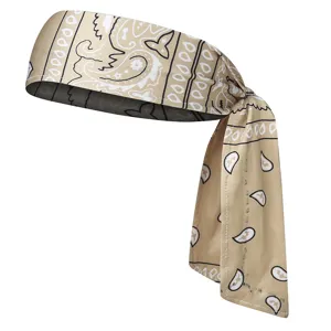 Bandeau à motif cachemire kaki pour le sport et la course, accessoire de mode élégant.