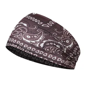 Comfortable sport paisley printed elastic headband, yoga running sweatband for adults.