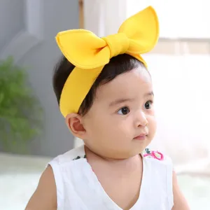 Grazioso cerchietto fiocco giallo bambina dettaglio, fascia per capelli morbida per neonati 0-3 anni.