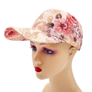 Women's spring summer floral baseball cap ethnic style printed sun protection visor hat
