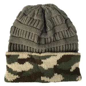 Winter warm camouflage knit beanie hat for outdoor windproof casual wear winter fashion style